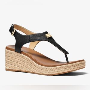 Laney Saffiano Leather Espadrille Wedge Sandal - Michael Kors - NWOT